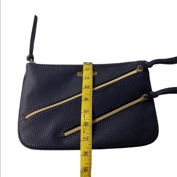 Reaction by Kenneth Cole blue pebble leather clutch‎ 3 zipper - Picture 10 of 11